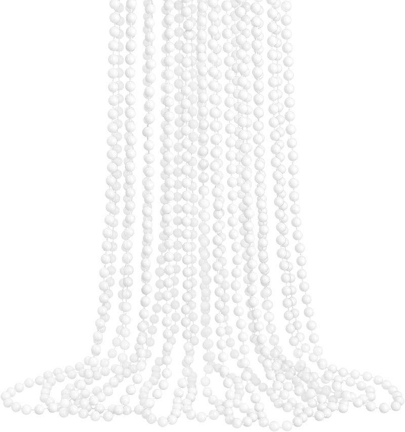 ZZYFGH 12 Pcs White Bead Necklace 33'' 7mm Beads Necklace, White Bead Necklaces Bulk, Mardi Gras Round Beaded Necklaces for Party Favors Costume Necklace (12 Pcs) - Image 1